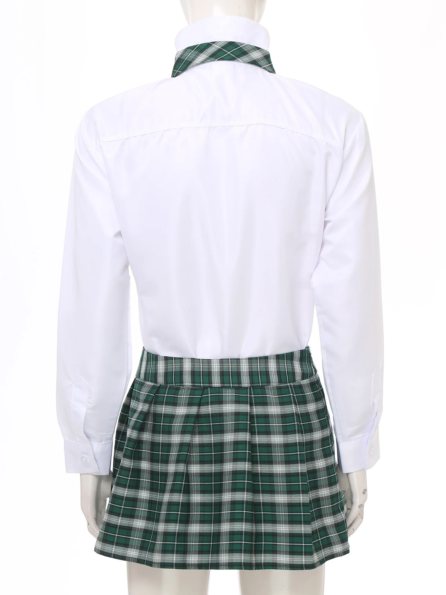 Women High Waist Plaid Pleated Mini Skirt with Necktie Japanese Schoolgirls Uniform Nightclub Outfit Carnival Cosplay Costume