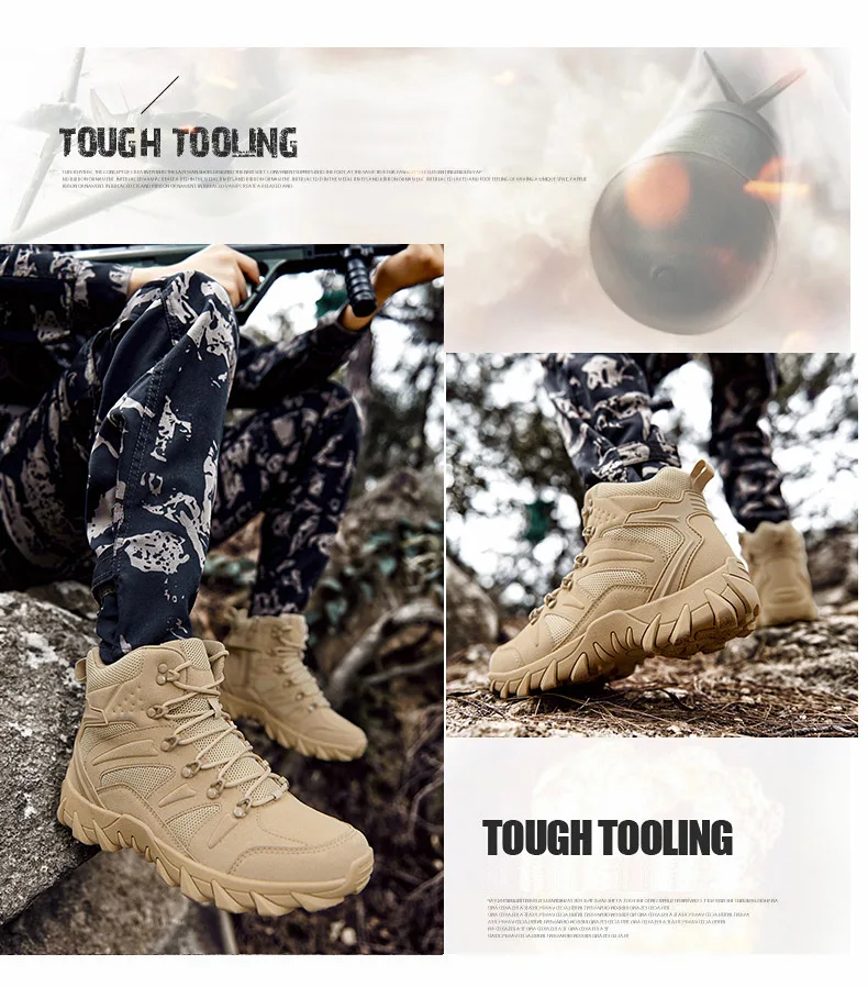 Upgraded Tactics Combat Training Boots Male Outdoors Camping Anti-wear Rapid Response Hiking Shoes Fishing Hunting Sneakers Men