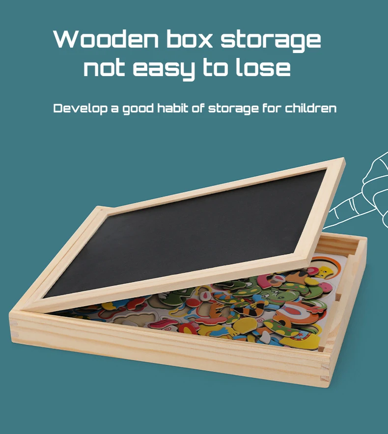 100+Pcs Wooden Multifunction Children Animal Puzzle Writing Magnetic Drawing Board Blackboard Learning Education Toys For Kids