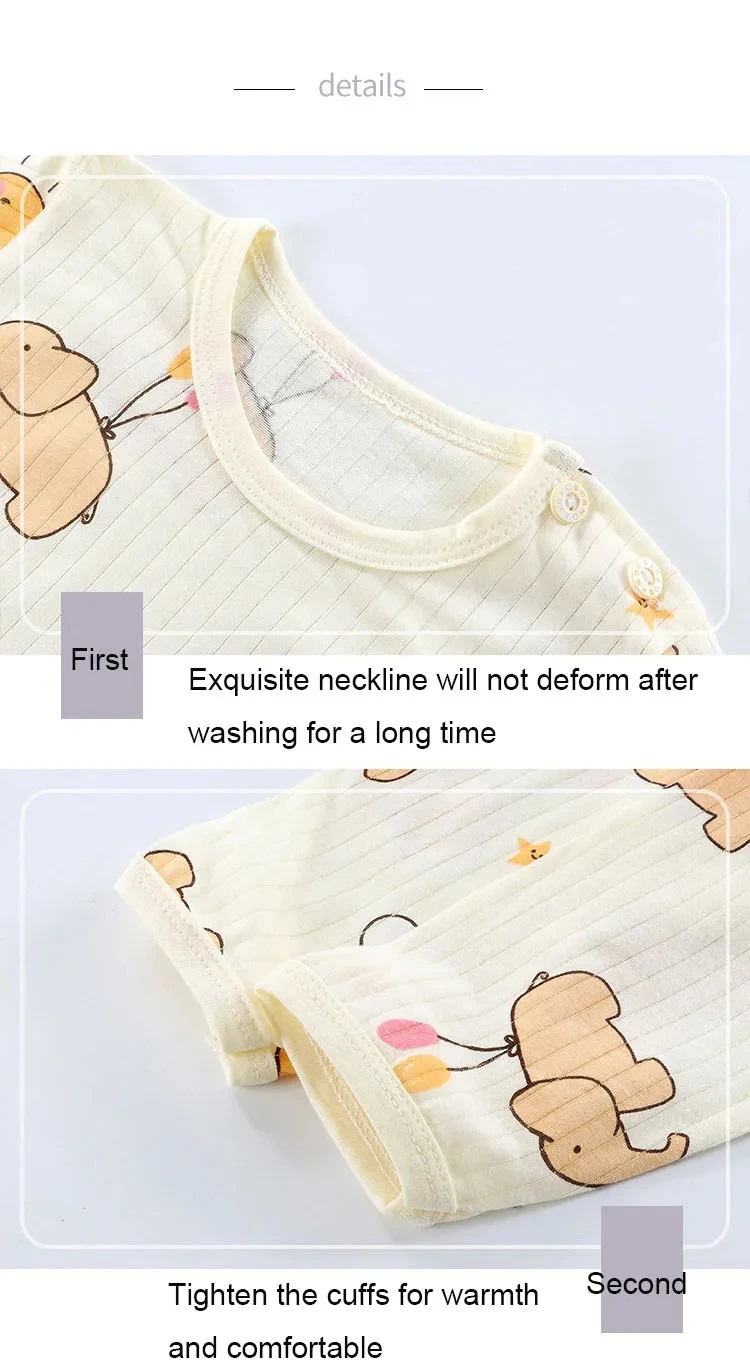 Soft Breathable Cotton Baby Children Pajamas Set Cute Cartoon Long Sleeve Home Sleepwear Set for 0-5 Years Old