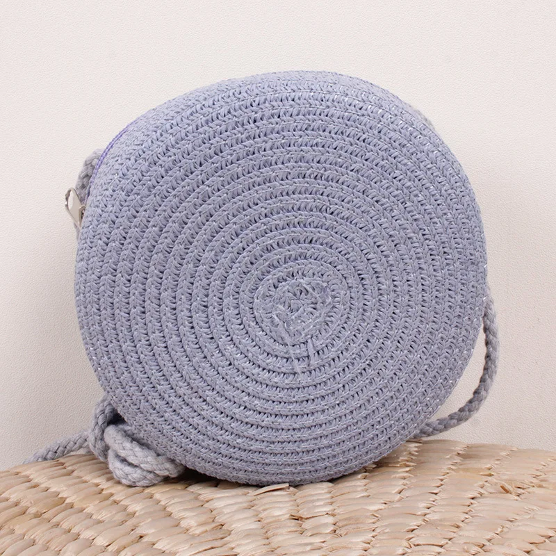 Round Straw Bag Women Woven Beach Crossbody Bag for Ladies Cute Shoulder Rattan Handmade Knitted Candy Color Small Handbag Bolsa