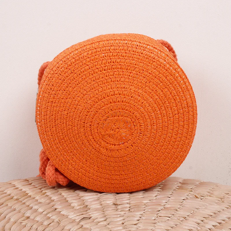 Round Straw Bag Women Woven Beach Crossbody Bag for Ladies Cute Shoulder Rattan Handmade Knitted Candy Color Small Handbag Bolsa