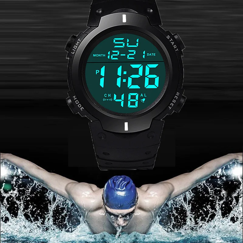 Big Dial Men's Watch Military Sport Watch Luminous LED Digital Watch Multifunciton Outdoor Waterproof Electronic Watches for Man