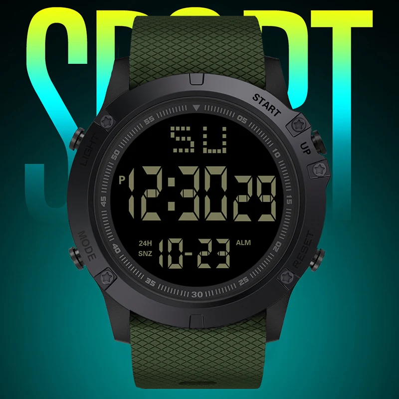 Big Dial Men's Watch Military Sport Watch Luminous LED Digital Watch Multifunciton Outdoor Waterproof Electronic Watches for Man