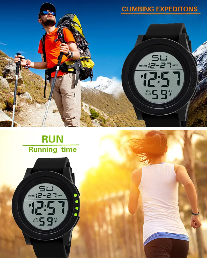 Big Dial Men's Watch Military Sport Watch Luminous LED Digital Watch Multifunciton Outdoor Waterproof Electronic Watches for Man