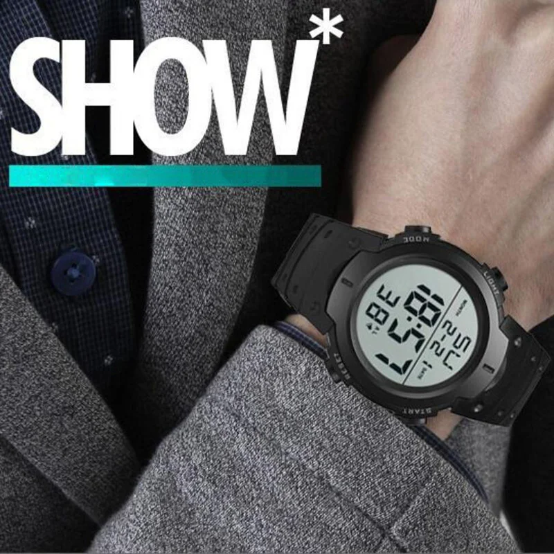 Big Dial Men's Watch Military Sport Watch Luminous LED Digital Watch Multifunciton Outdoor Waterproof Electronic Watches for Man