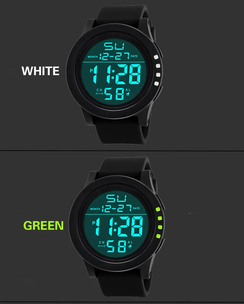 Big Dial Men's Watch Military Sport Watch Luminous LED Digital Watch Multifunciton Outdoor Waterproof Electronic Watches for Man