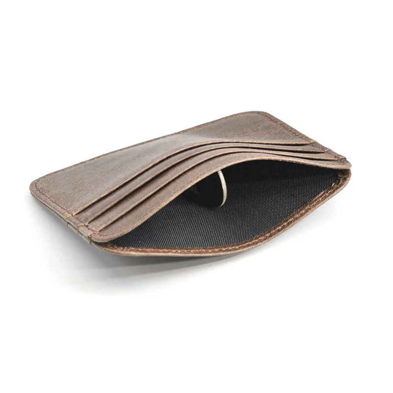 Genuine Leather Card Holder - Thin Wallet for ID/Bank/Credit Cards, Compact Cash & Bus Card Case (RFID Protection)