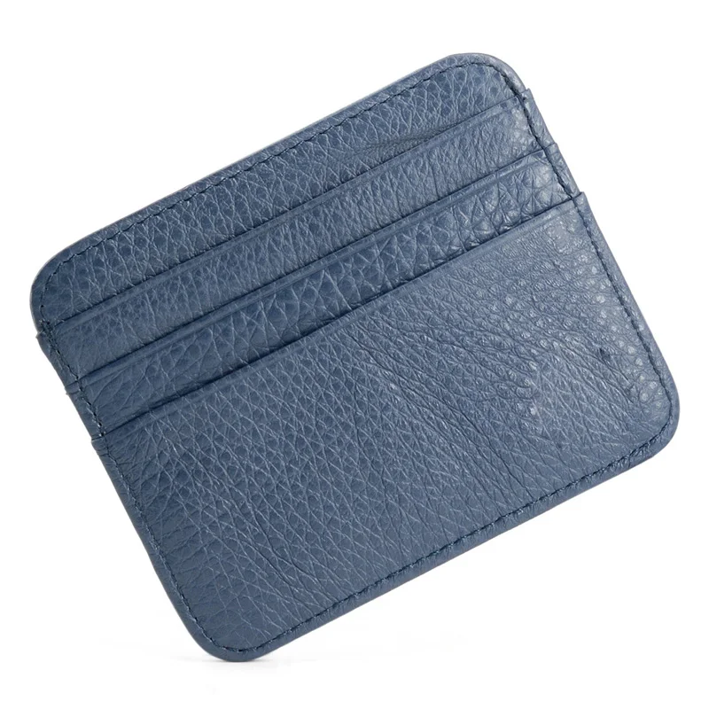 Genuine Leather Card Holder - Thin Wallet for ID/Bank/Credit Cards, Compact Cash & Bus Card Case (RFID Protection)