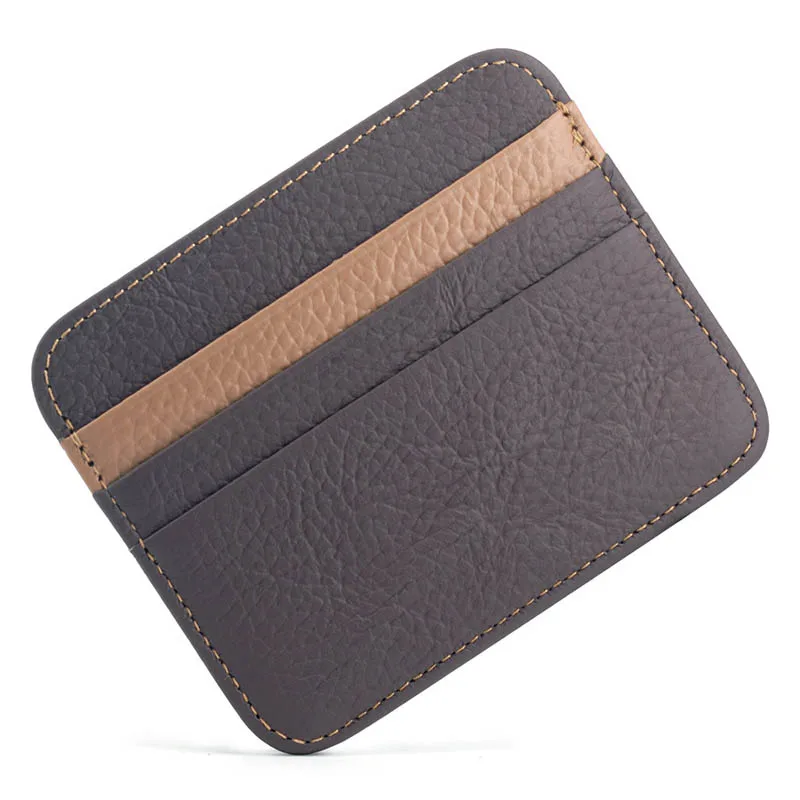 Genuine Leather Card Holder - Thin Wallet for ID/Bank/Credit Cards, Compact Cash & Bus Card Case (RFID Protection)