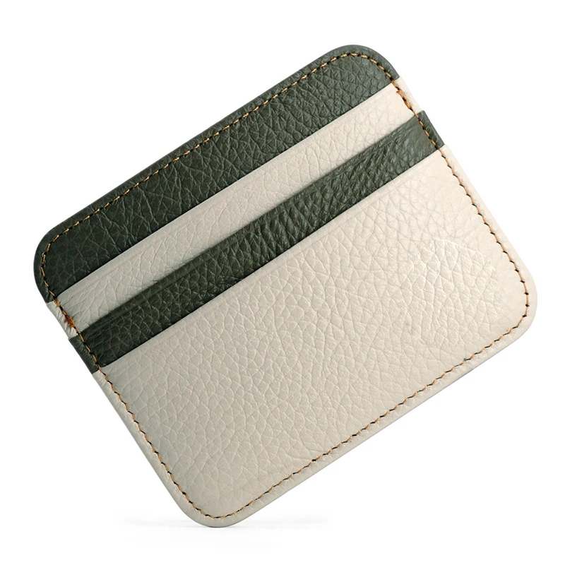 Genuine Leather Card Holder - Thin Wallet for ID/Bank/Credit Cards, Compact Cash & Bus Card Case (RFID Protection)