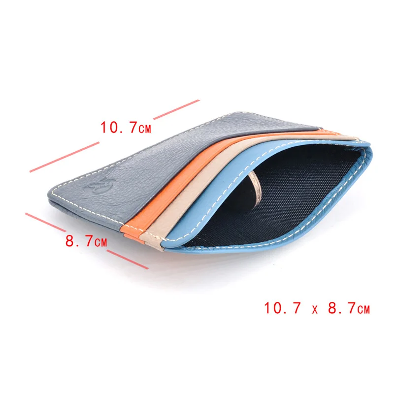 Genuine Leather Card Holder - Thin Wallet for ID/Bank/Credit Cards, Compact Cash & Bus Card Case (RFID Protection)