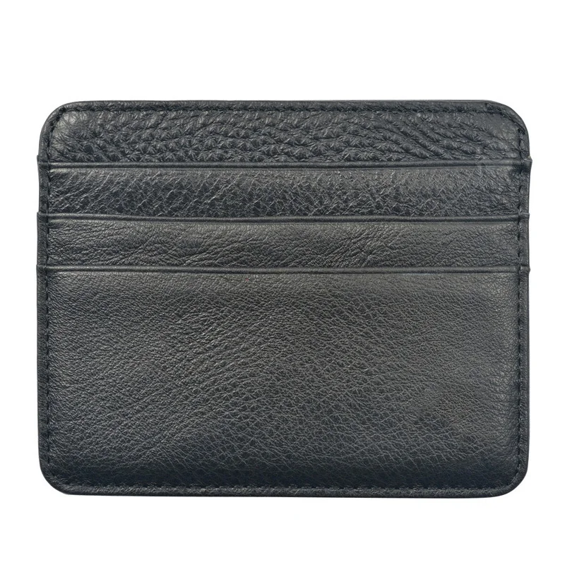 Genuine Leather Card Holder - Thin Wallet for ID/Bank/Credit Cards, Compact Cash & Bus Card Case (RFID Protection)