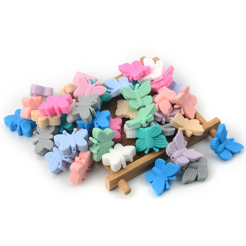 Bowknot 10pcs/lot Silicone Beads DIY Food Grade Silicone Teething Pacifier Cute Shaped Silicone teether Holder Accessories