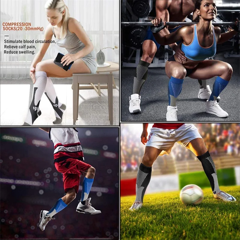Copper Compression Socks Men Women Anti Fatigue Pain Relief Knee High Stockings 20-30 mmHg for Running Athletic Pregnancy XXL