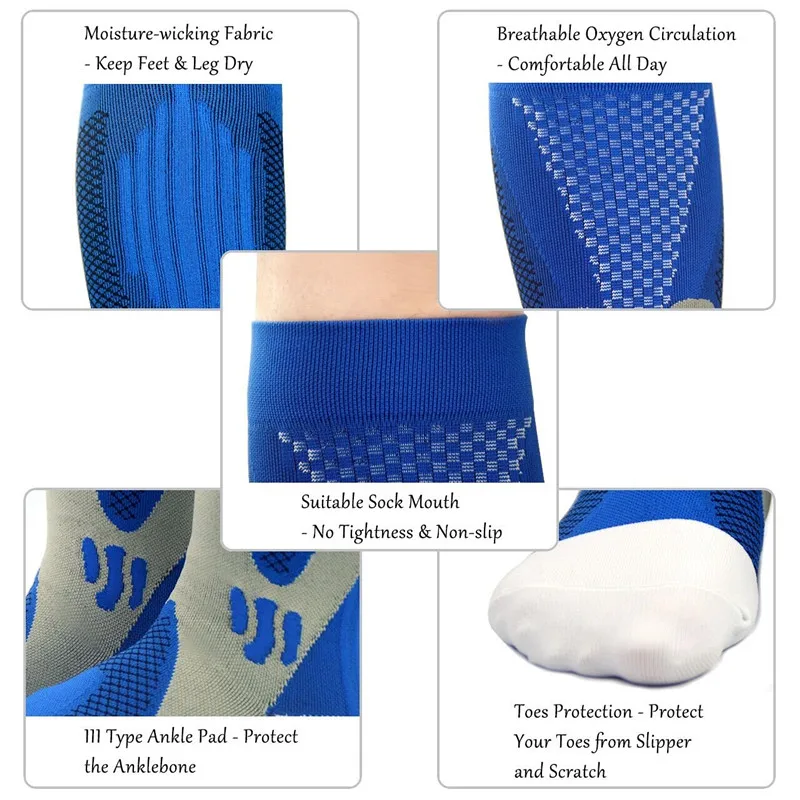 Copper Compression Socks Men Women Anti Fatigue Pain Relief Knee High Stockings 20-30 mmHg for Running Athletic Pregnancy XXL