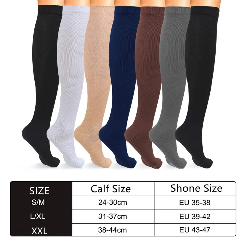 Copper Compression Socks Men Women Anti Fatigue Pain Relief Knee High Stockings 20-30 mmHg for Running Athletic Pregnancy XXL