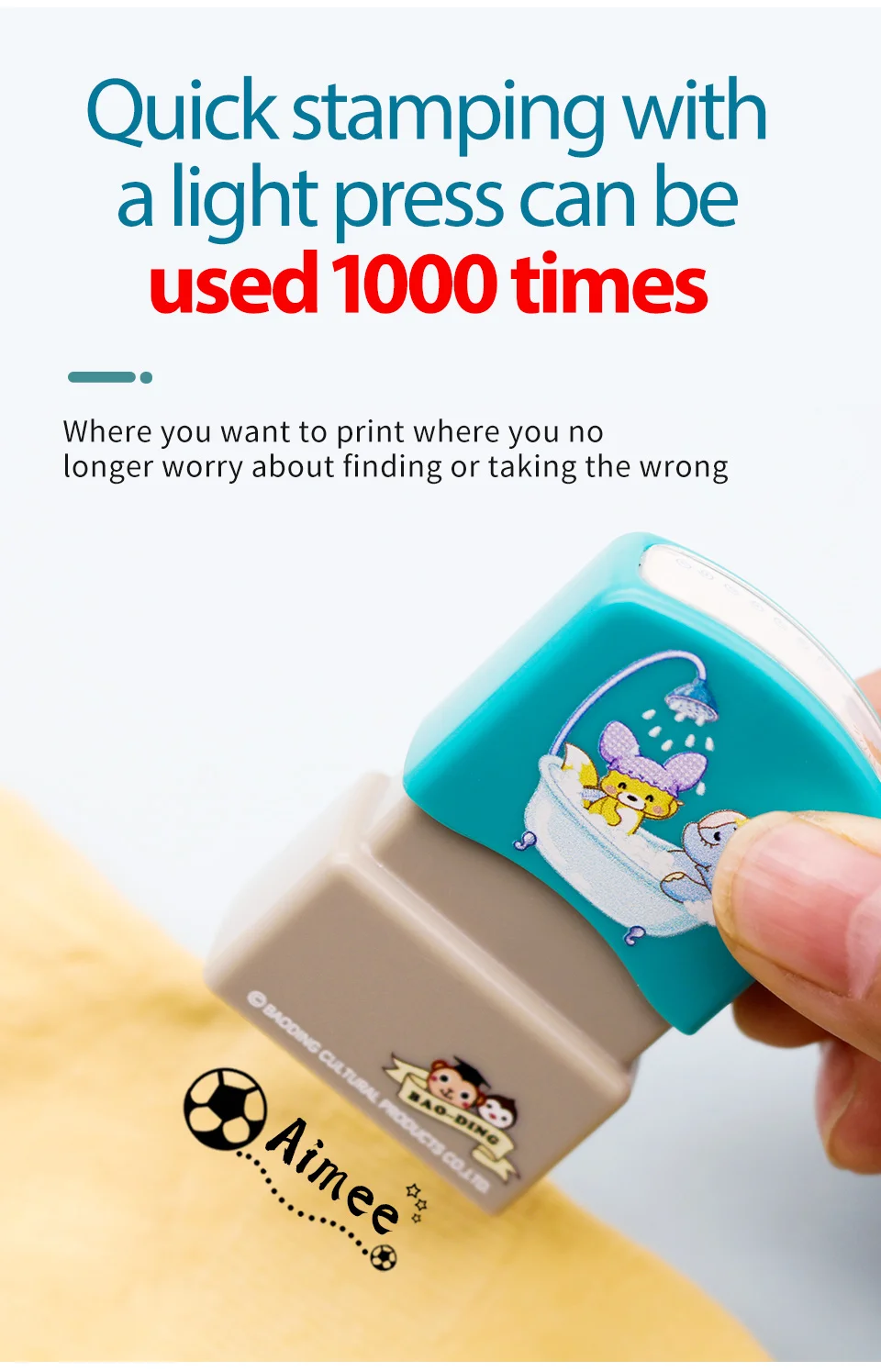 Children's Name Seal Custom Student's Name Stamp Kindergarten Clothes Waterproof Name Sticker Will Not be Washed Off Christmas