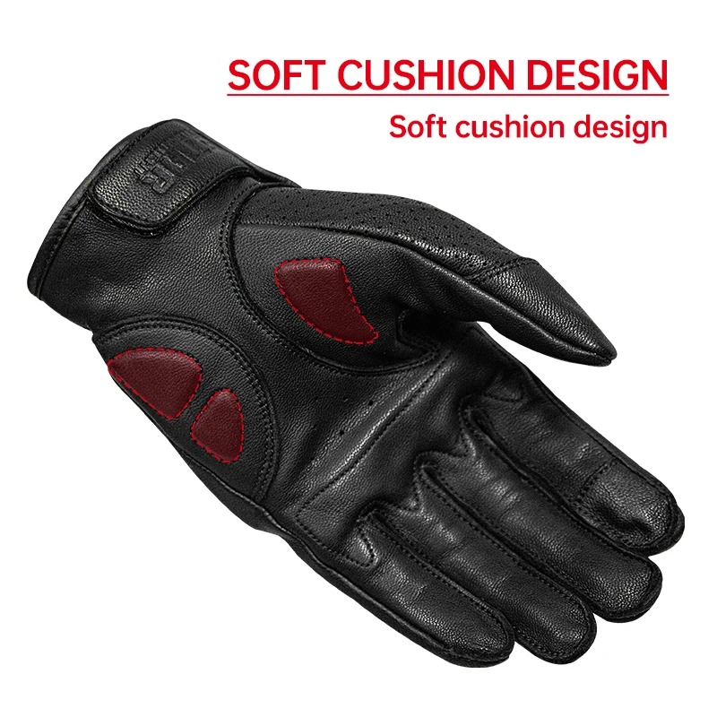 SFK Genuine Goat Leather Retro Motorcycle Gloves Full Finger Summer Breathable Knuckle Protection Riding Race Gears Accessories