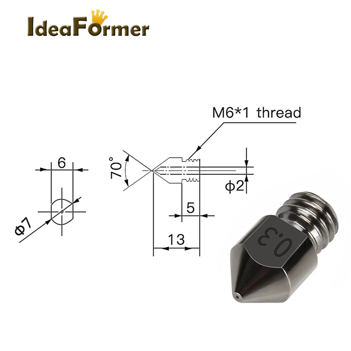 1/3Pcs MK8 Nozzle Hardened Steel M6 Corrosion-Resistant Extruder 0.4/0.6/0.8mm 3D Printer Nozzle For CR10 Ender 3 Sapphire Pro