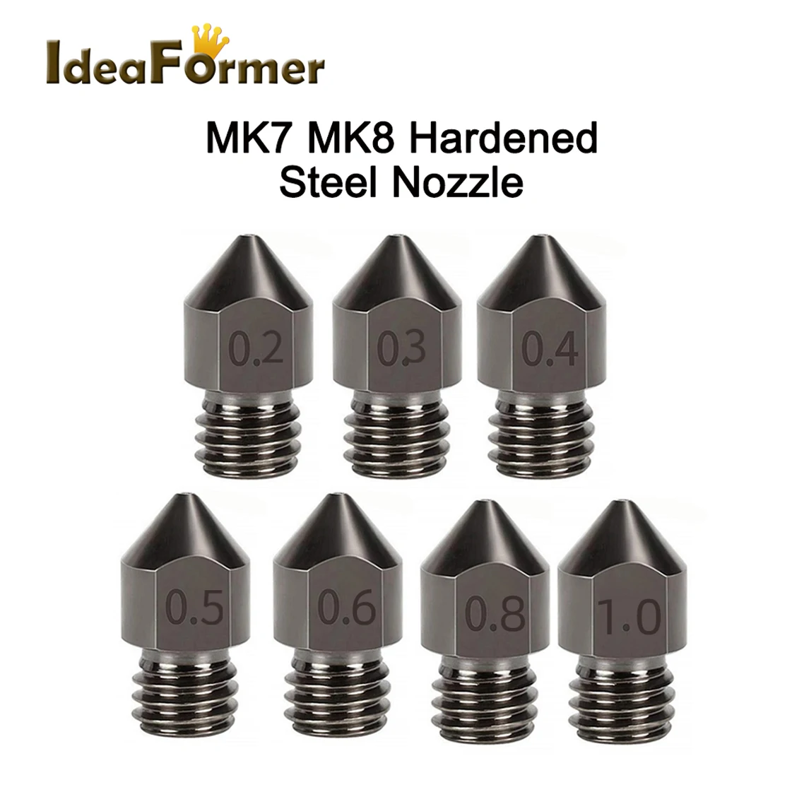 1/3Pcs MK8 Nozzle Hardened Steel M6 Corrosion-Resistant Extruder 0.4/0.6/0.8mm 3D Printer Nozzle For CR10 Ender 3 Sapphire Pro