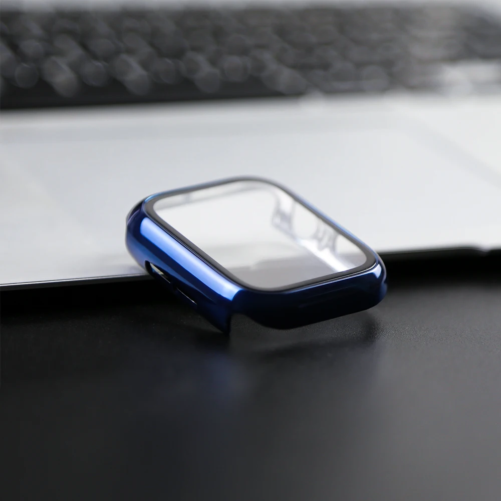 360 Full Cover for Apple Watch 45mm 41mm 44mm 40mm 42mm 38mm, Plating Case Glass Screen Protector for iwatch 9 8 7 6 5 4 3 2 SE