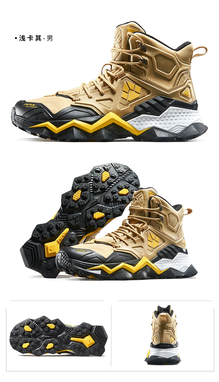 Rax Men Waterproof Hiking Shoes Breathable Hiking Boots Outdoor Trekking Boots Sports Sneakers Tactical Shoes
