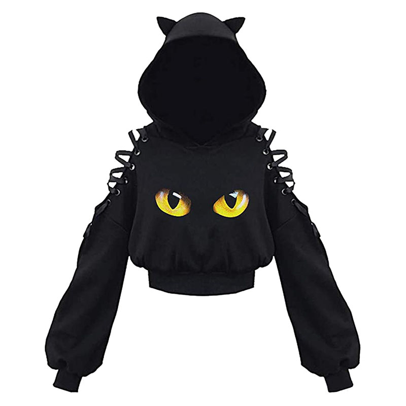 Women's Clothes Solid Color Gothic Hoddies Women's Sweatshirt Hollow Out Long Sleeve Hodded Casual Pullover Summer Autumn Y2k