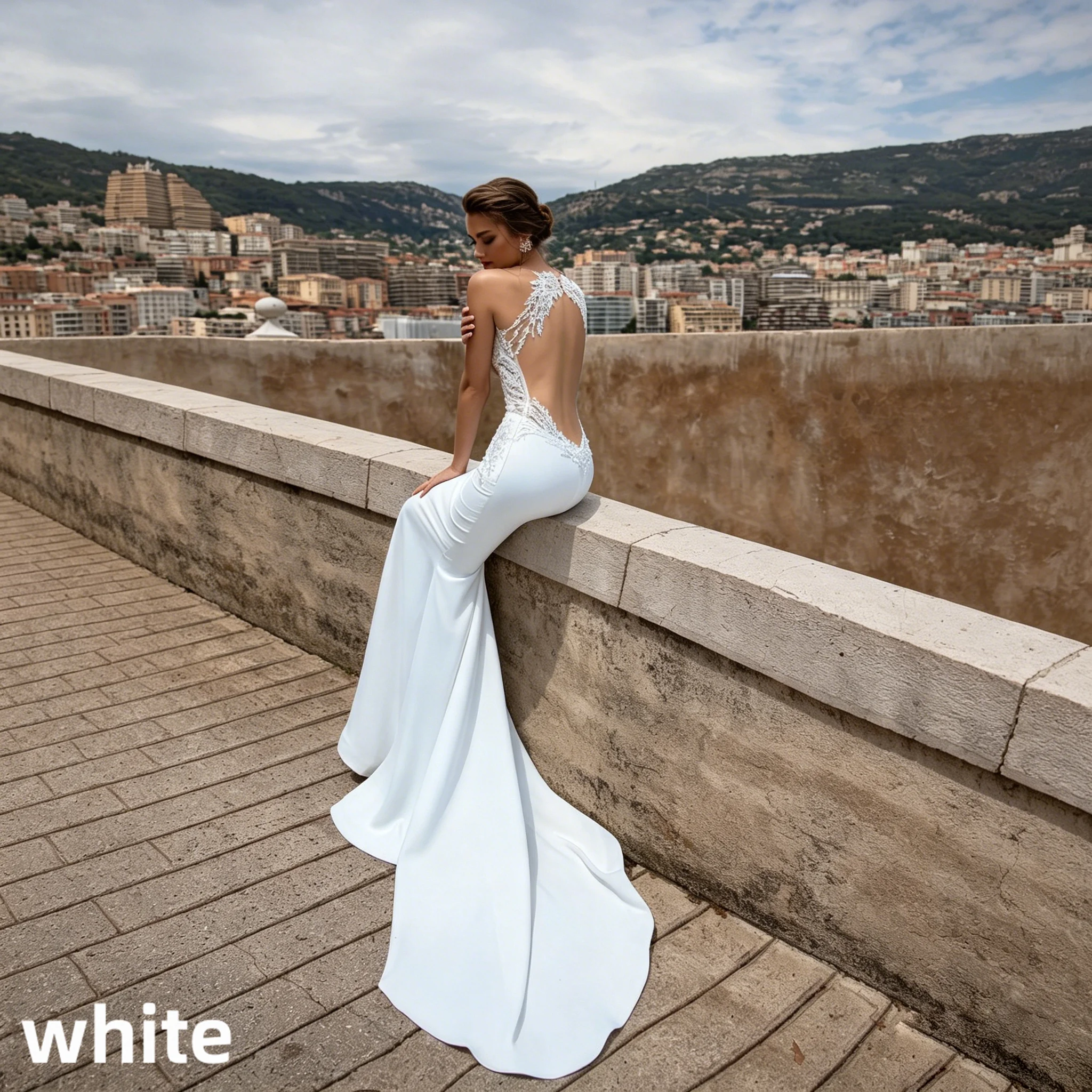 Satin Mermaid Wedding Dress Deep V Lace Open Back Chapel Train Bridal Gown Custom Plus Size Beach Wedding Vestido De Novia 2026