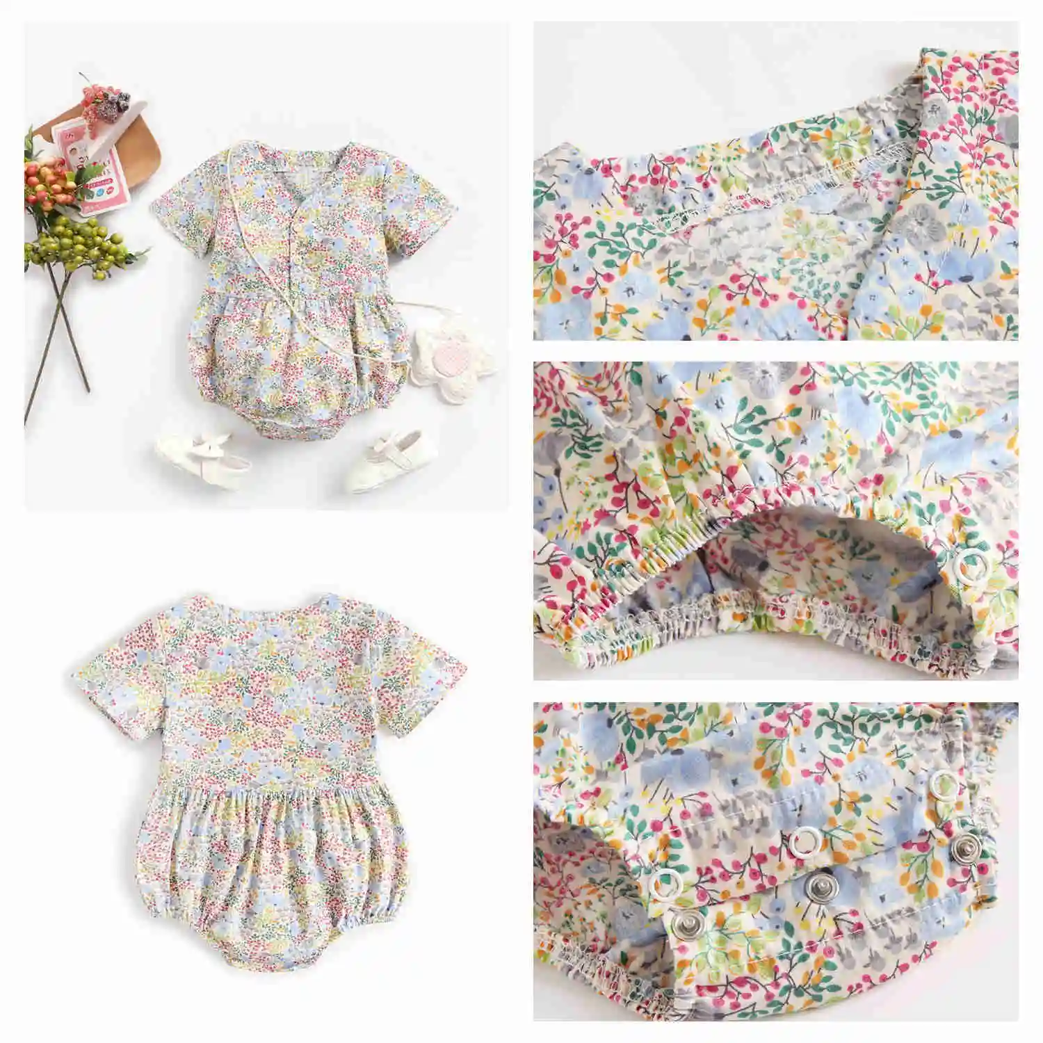 Sanlutoz Newborn Flowers Baby Girls Bodysuits Cotton Baby Bodysuit Short Sleeve Summer Infant Clothing Princess