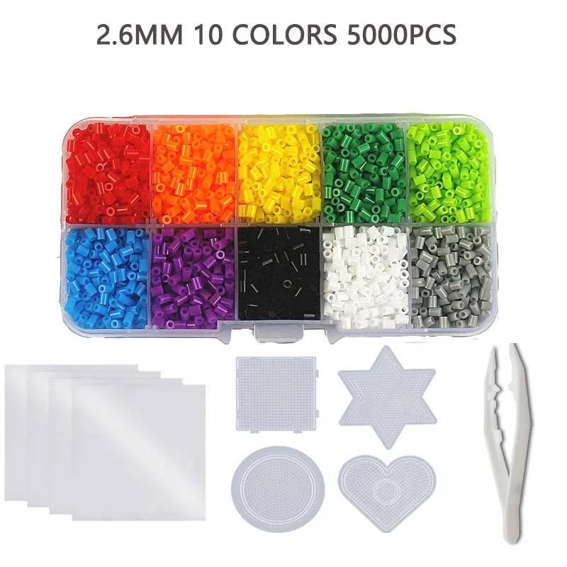 24/72 colors box set hama beads toy 2.6/5mm perler educational Kids 3D puzzles diy toys fuse beads pegboard sheets ironing paper