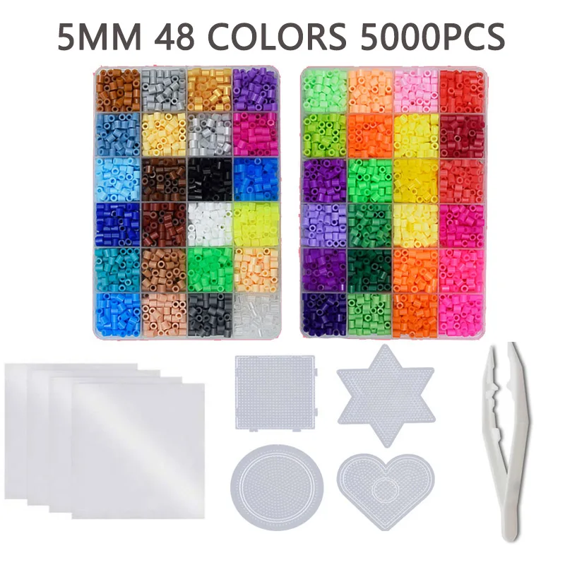 24/72 colors box set hama beads toy 2.6/5mm perler educational Kids 3D puzzles diy toys fuse beads pegboard sheets ironing paper