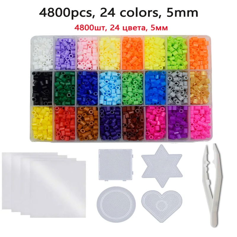 24/72 colors box set hama beads toy 2.6/5mm perler educational Kids 3D puzzles diy toys fuse beads pegboard sheets ironing paper