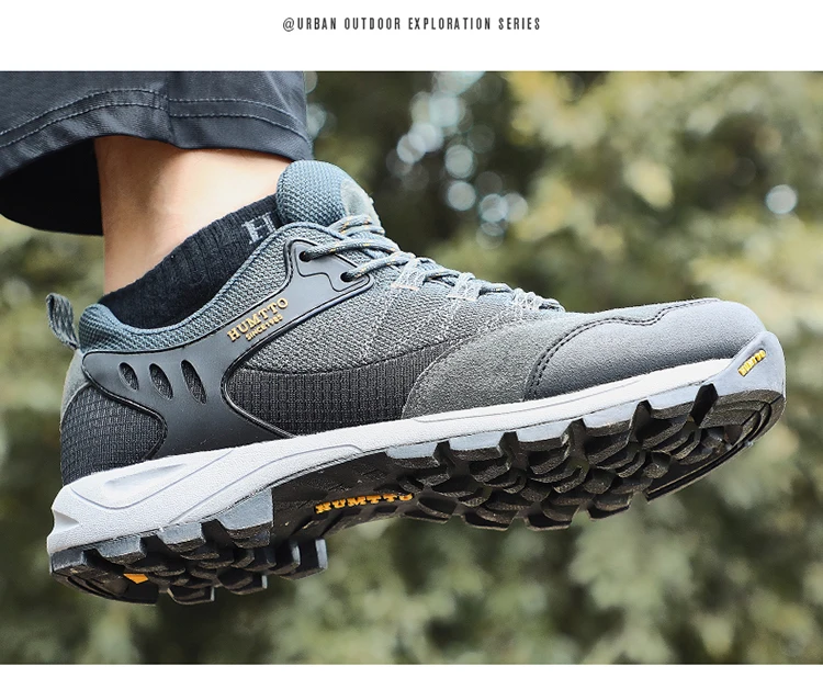 HUMTTO Brand Clearance Man Summer Hiking Shoes for Men  Breathable Leather Hunting Trekking Climbing Shoes Mens Outdoor Sneakers