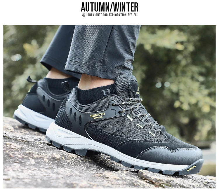 HUMTTO Brand Clearance Man Summer Hiking Shoes for Men  Breathable Leather Hunting Trekking Climbing Shoes Mens Outdoor Sneakers