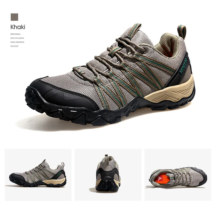 HUMTTO Brand Clearance Man Summer Hiking Shoes for Men  Breathable Leather Hunting Trekking Climbing Shoes Mens Outdoor Sneakers