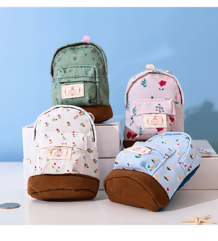 New Women Kids Canvas Coin Purse Floral Zipper Pouch Small Wallet Children Female Key Card Holder Mini Money Bag Gift