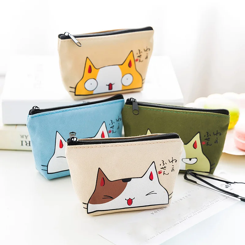 New Women Kids Canvas Coin Purse Floral Zipper Pouch Small Wallet Children Female Key Card Holder Mini Money Bag Gift