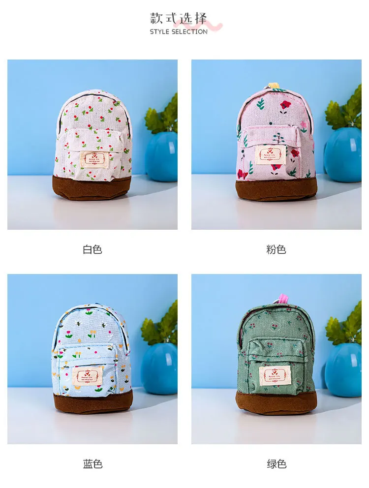 New Women Kids Canvas Coin Purse Floral Zipper Pouch Small Wallet Children Female Key Card Holder Mini Money Bag Gift