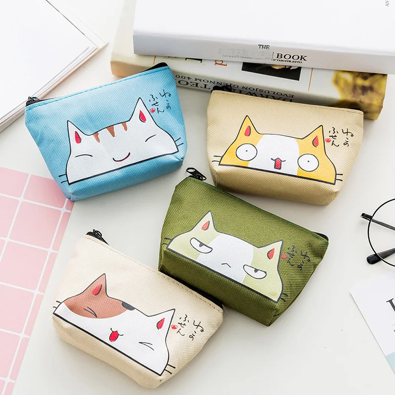New Women Kids Canvas Coin Purse Floral Zipper Pouch Small Wallet Children Female Key Card Holder Mini Money Bag Gift