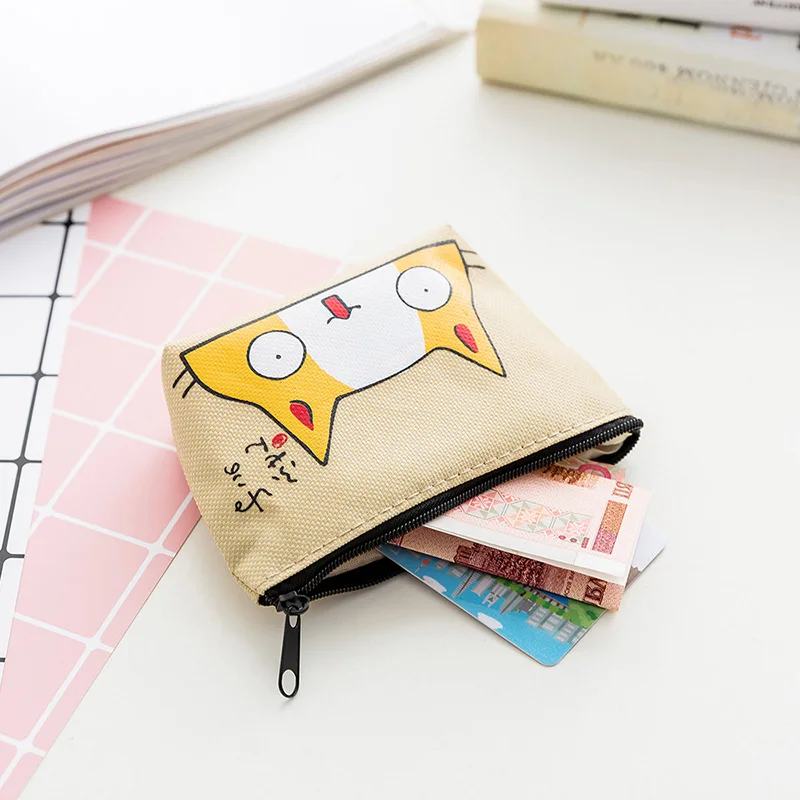 New Women Kids Canvas Coin Purse Floral Zipper Pouch Small Wallet Children Female Key Card Holder Mini Money Bag Gift