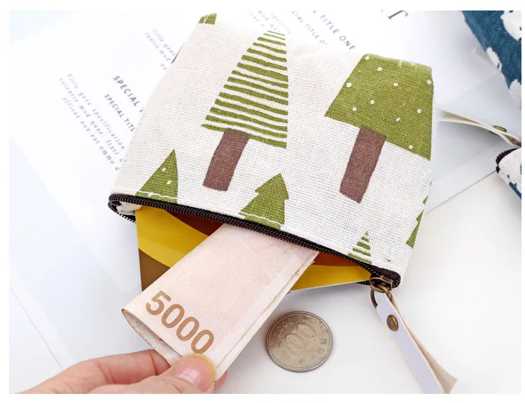 New Women Kids Canvas Coin Purse Floral Zipper Pouch Small Wallet Children Female Key Card Holder Mini Money Bag Gift