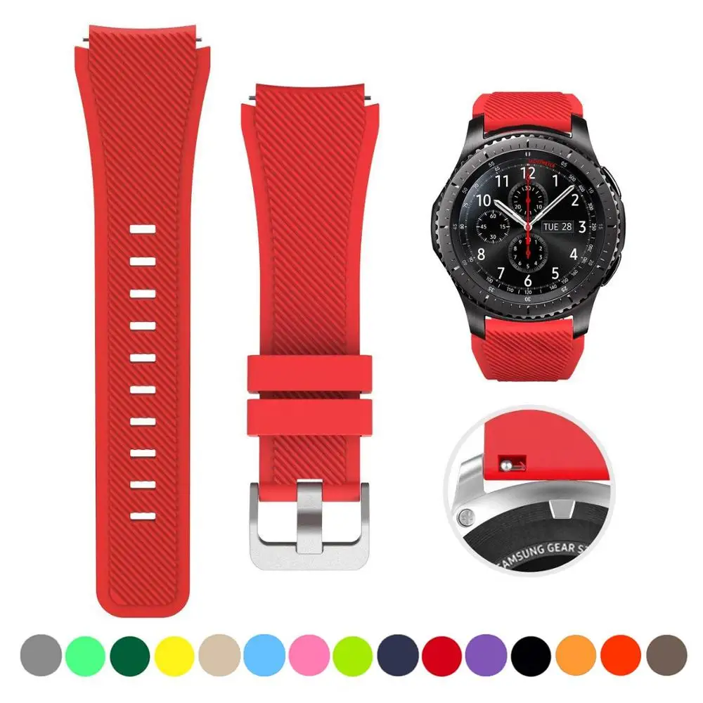 22mm Silicone Band for Samsung Galaxy Watch 3 45mm/Huawei Watch GT2 46mm/Gear S3 Watchband Bracelet Strap for Amazfit GTR 47mm