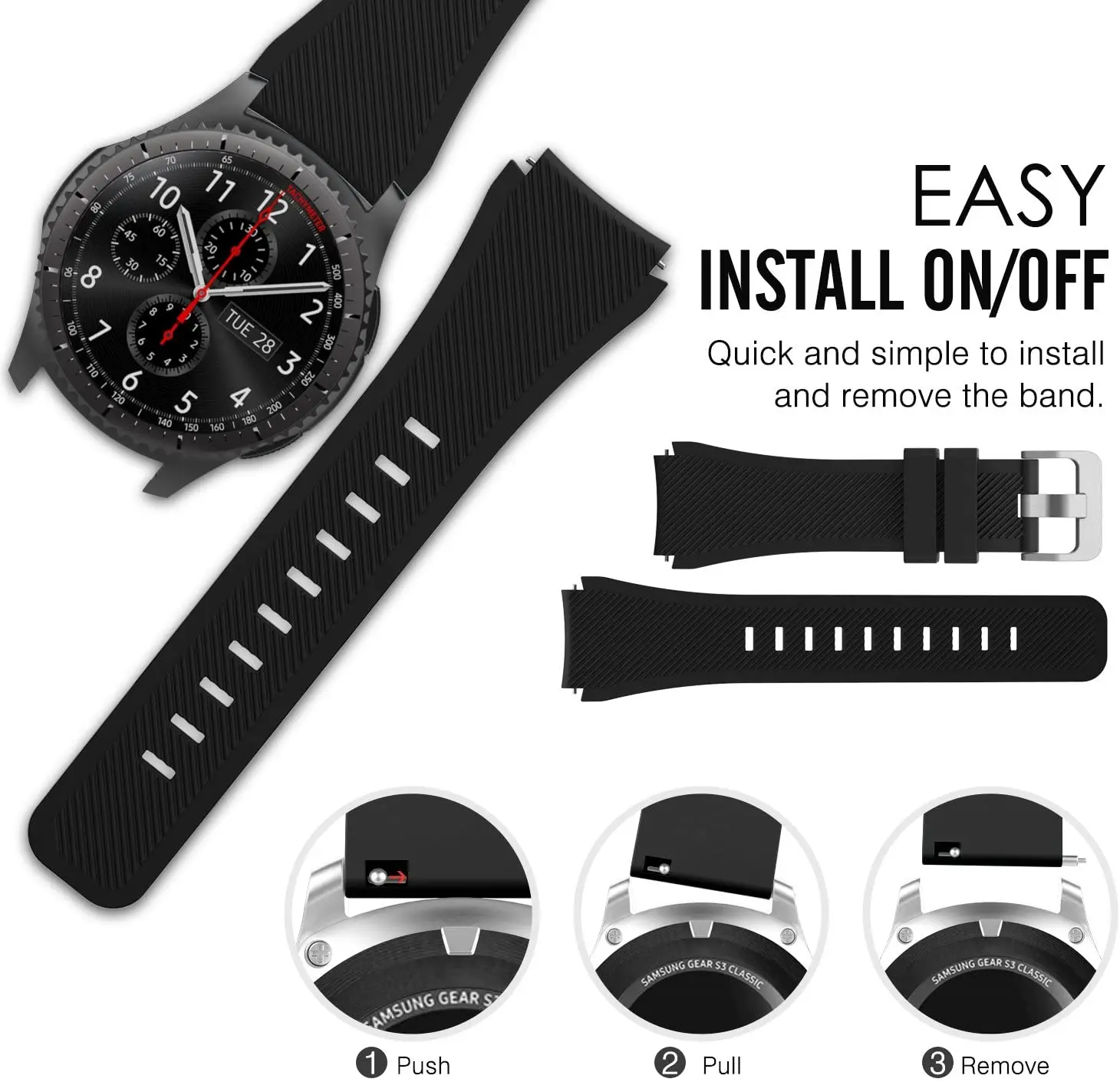 22mm Silicone Band for Samsung Galaxy Watch 3 45mm/Huawei Watch GT2 46mm/Gear S3 Watchband Bracelet Strap for Amazfit GTR 47mm