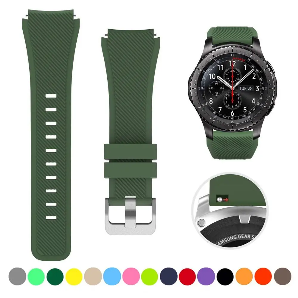22mm Silicone Band for Samsung Galaxy Watch 3 45mm/Huawei Watch GT2 46mm/Gear S3 Watchband Bracelet Strap for Amazfit GTR 47mm