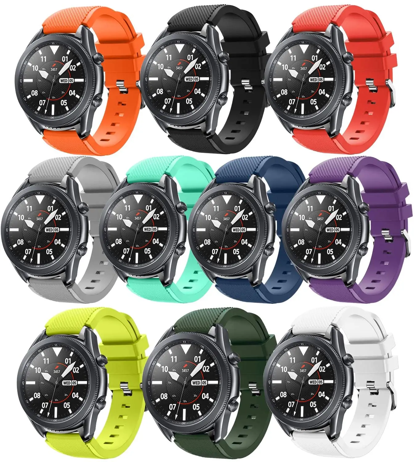22mm Silicone Band for Samsung Galaxy Watch 3 45mm/Huawei Watch GT2 46mm/Gear S3 Watchband Bracelet Strap for Amazfit GTR 47mm