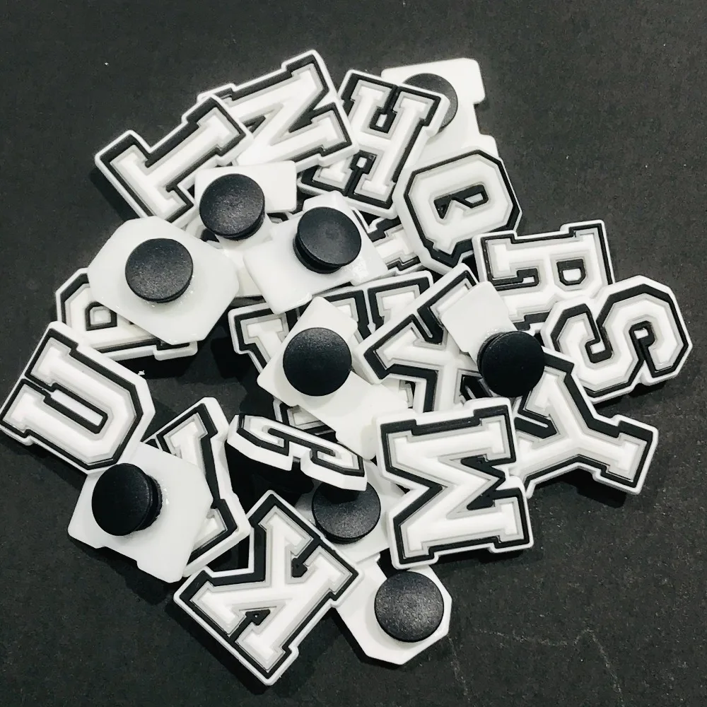 1Pcs Cartoon English Alphabet A-Z Letters PVC 3D Shoe Charms Garden Shoes Accessories Decoration Fit band Kids Gift