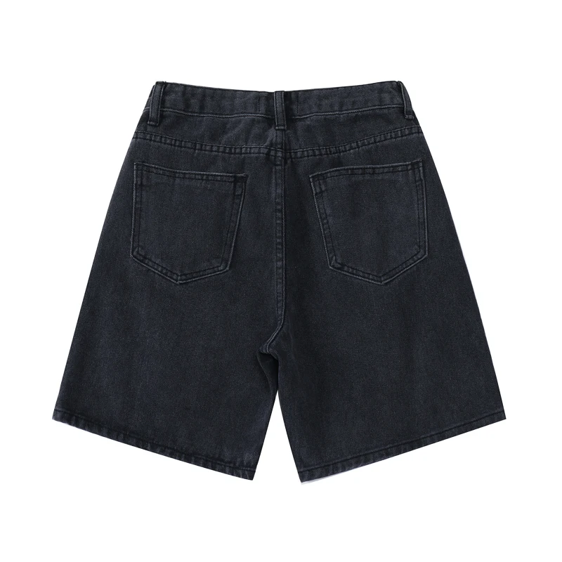 2025 Summer Women's High Waist Denim Shorts Casual Loose Ladies Plus Size Streetwear Fashion Button Wide Leg Short Jeans Female