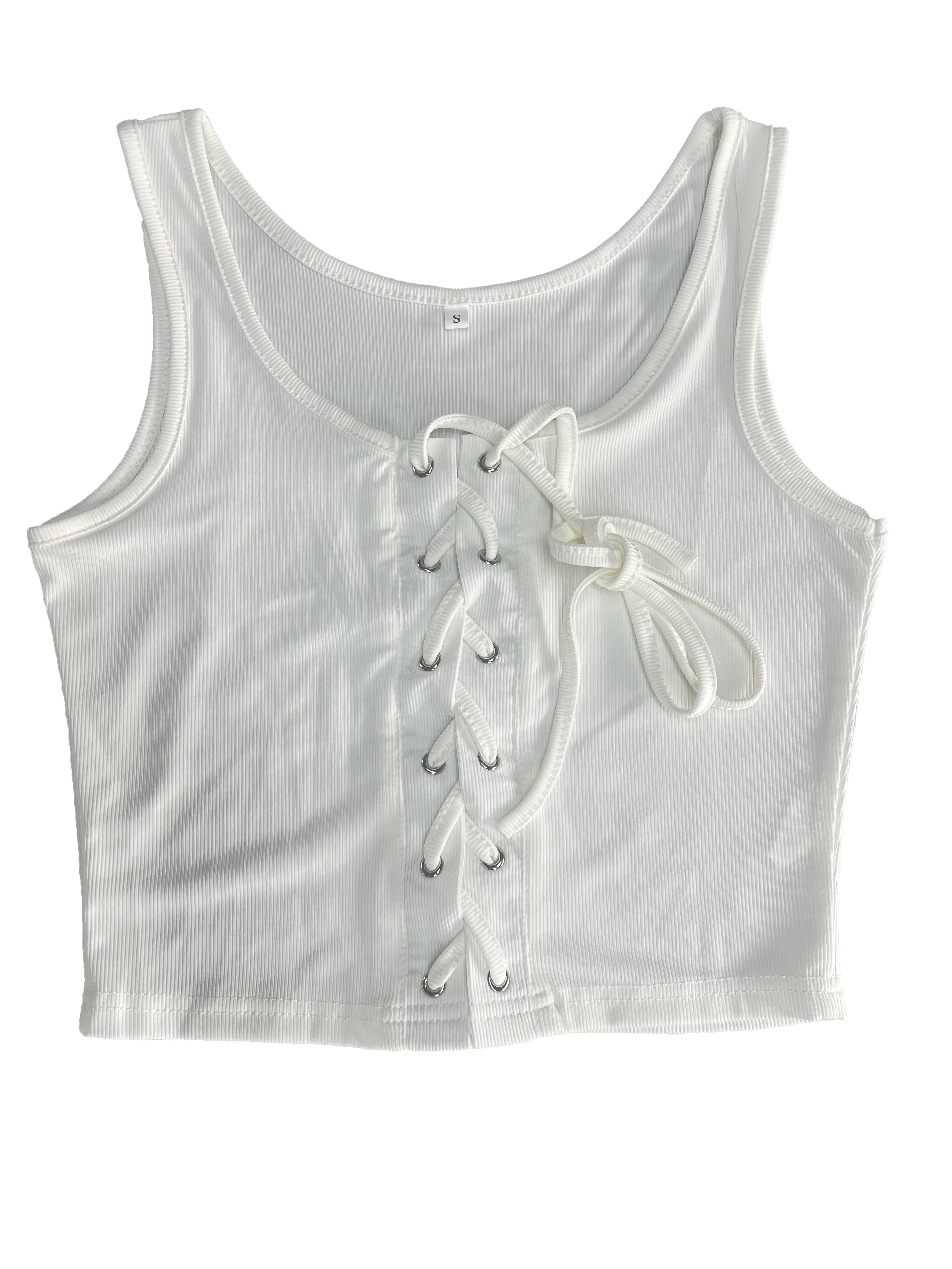 Criss Cross Tank Top Sexy Slim U Neck Summer Sleeveless Top Women Tank solid Stitching Female Knitted Casual Tops