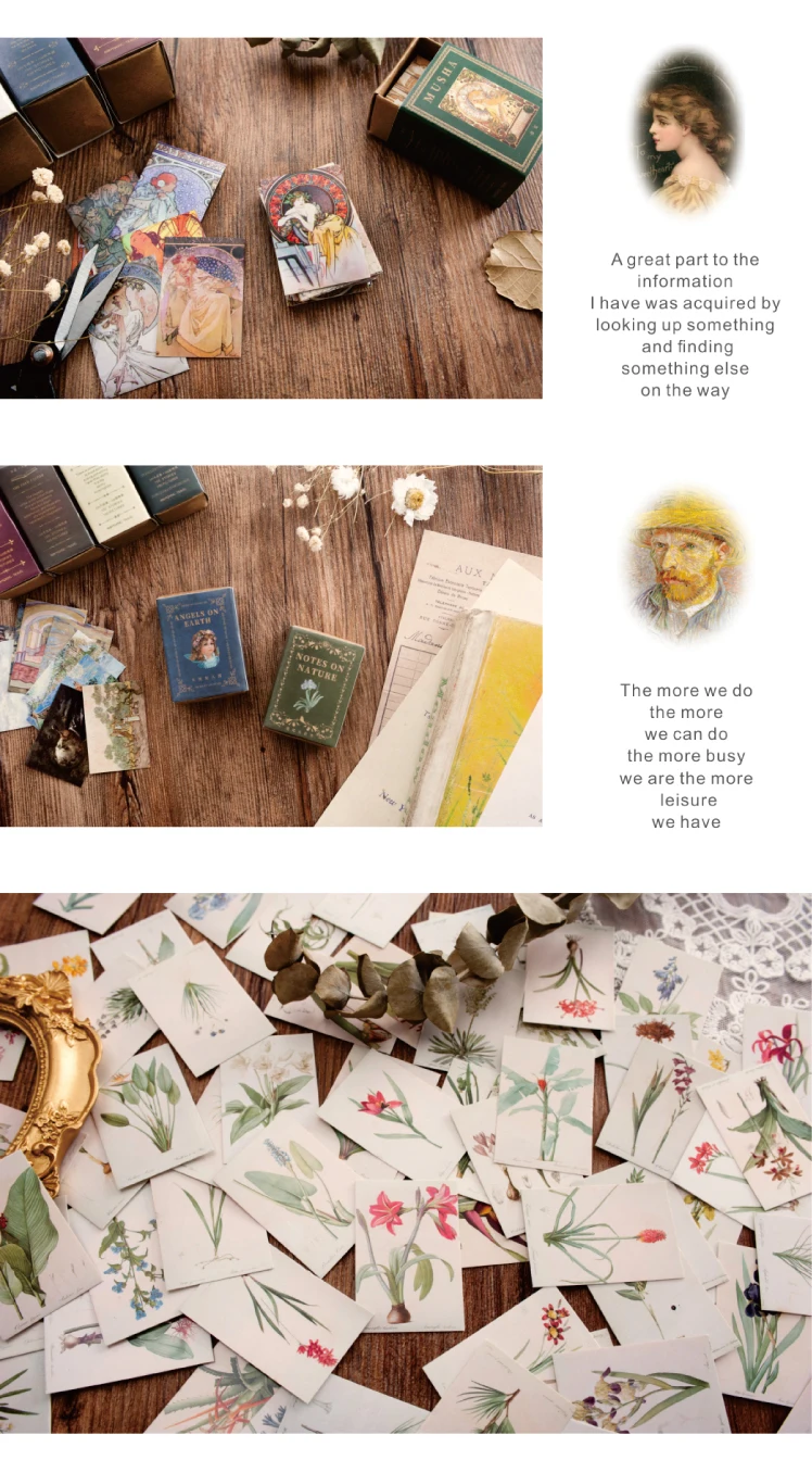 100pcs/Box Vintage Paper Kraft Cardstock Scrapbooking/Card Making/Journaling Project DIY Diary Decoration LOMO Card Van Gogh